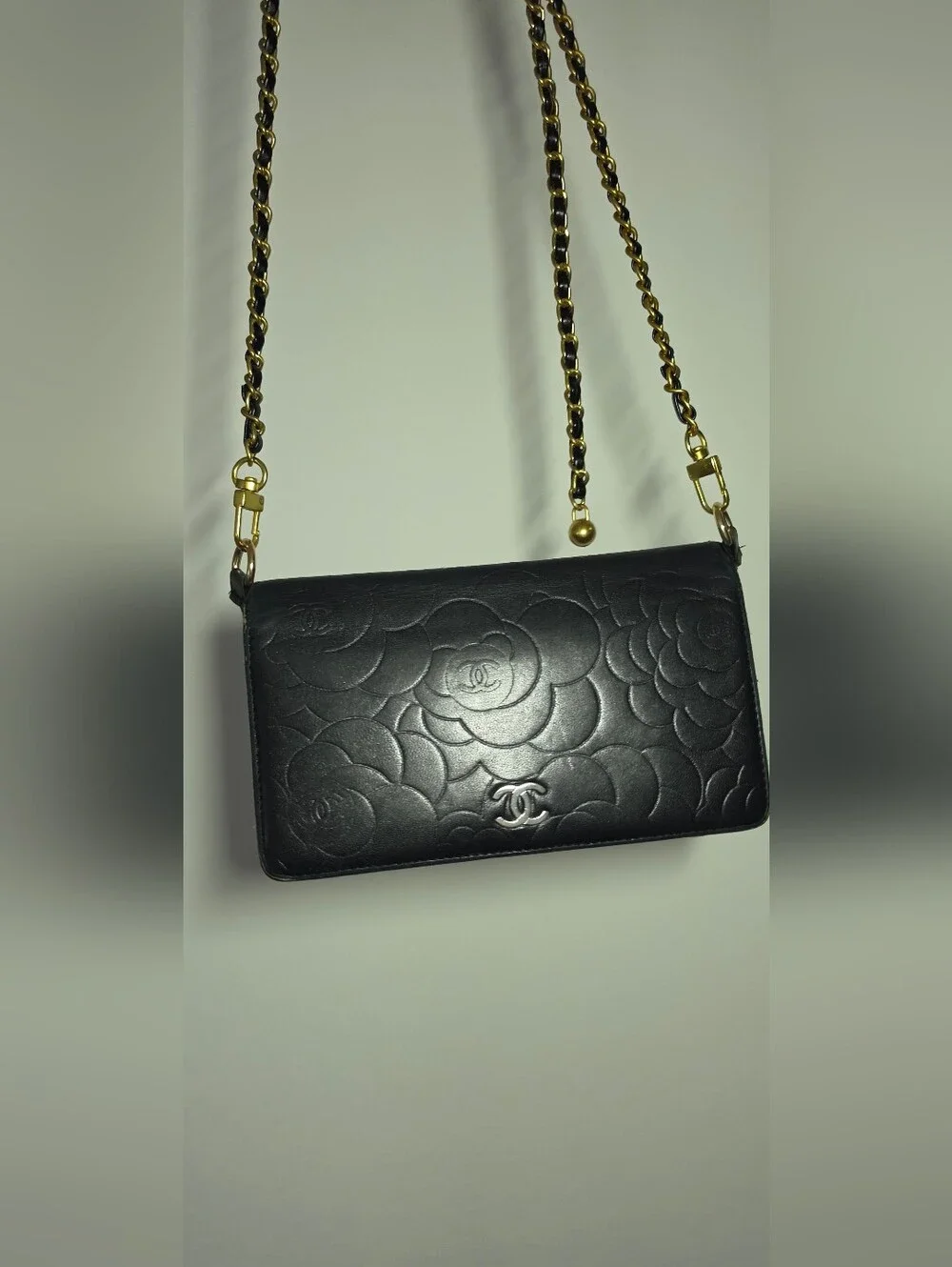 Authentic Chanel Long Clutch/Wallet Black Leather